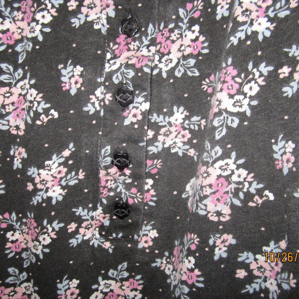 Dreams & Co Ruffled Cotton Gown Floral Print Black With Flowers